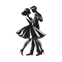 Vintage Style Dancing Couple Illustration Isolated on white background