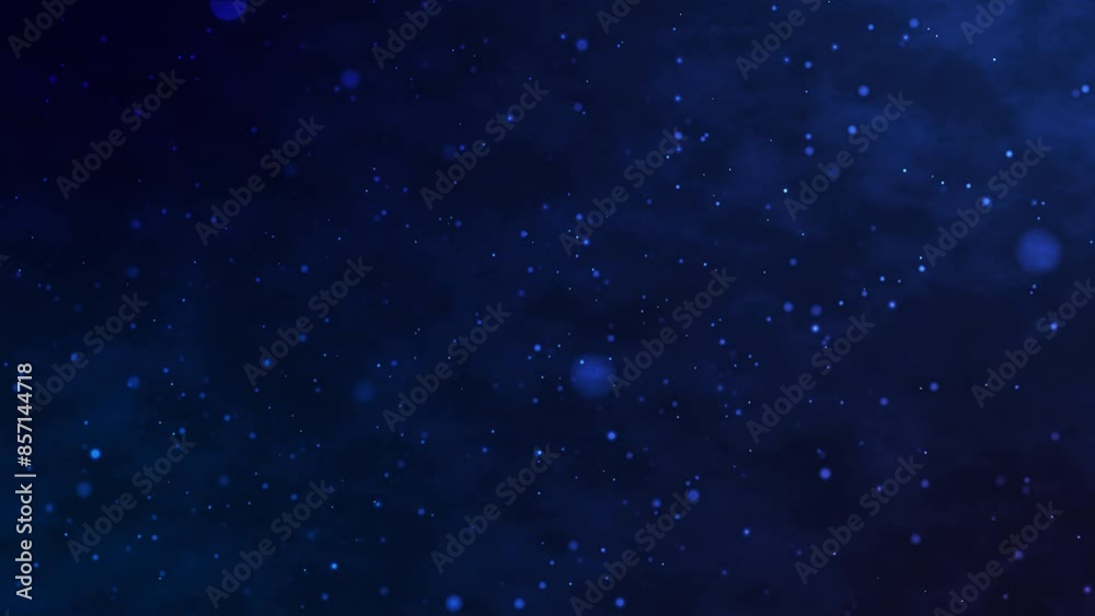 Poster abstract bokeh particles float slowly in the air on a dark background. futuristic dot wave. backgrou