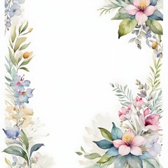 Fototapeta premium Florale Design-Vorlage mit Freifläche - Aquarell-Stil