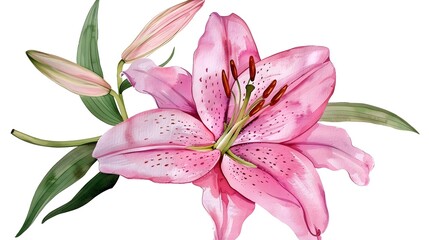 Obraz premium Elegant Watercolor Lily Flower Clipart on White Background