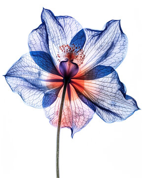 Modern illustration of flower bloomimg with backlighting illuminating x ray.showcasing the petal line delicate.nature plant biology background.closeup floral transparent design.