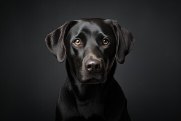 Fototapeta premium Portrait of a cute labrador retriever in front of bare monochromatic room