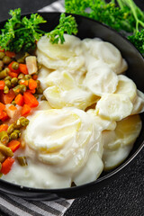 potatoes with vegetables second course natural fresh appetizer meal food snack on the table copy space food background rustic top view keto or paleo diet