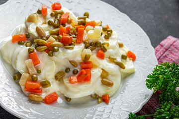 potatoes with vegetables second course natural fresh appetizer meal food snack on the table copy space food background rustic top view keto or paleo diet