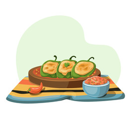 Chiles Rellenos with Salsa.