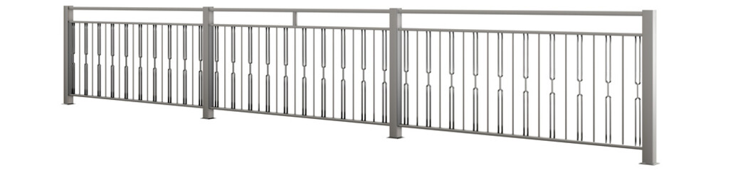 Indochine Distilled: 3D Railing Illustration. 3D illustration features a modern balustrade in sleek metal, with minimalist features that distill the essence of Indochine style (transparent background)