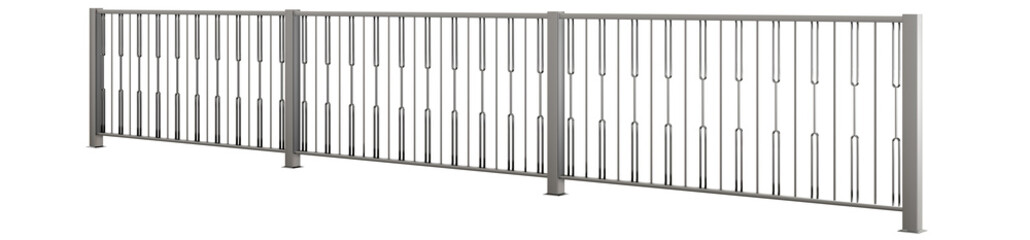 Eastern Essence: 3D Balustrade Design. 3D render features a captivating modern balustrade in sleek metal, capturing the essence of Indochine design with minimalist details (transparent background).