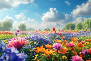 Obraz premium colorful flower fields by generative ai