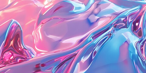Fototapeta premium Shiny Purple and Blue Plastic Waves Background