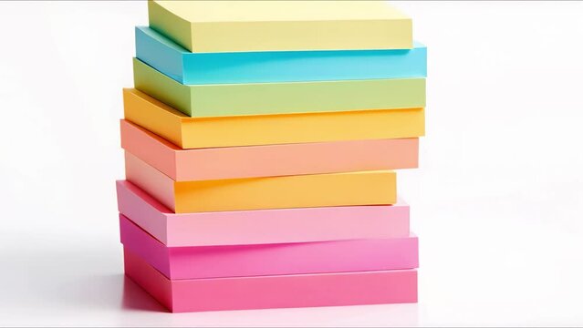 Vibrant Blank Sticky Notes on a White Background. Concept Colorful, Sticky Notes, Vibrant, Office Supplies, White Background