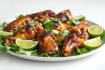 Tantalizing Roasted Chicken Wings with Fresh Cilantro and Zesty Lime Slices