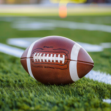 american football ball on grass