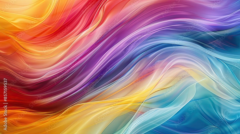Wall mural dynamic waves of vibrant abstract colors