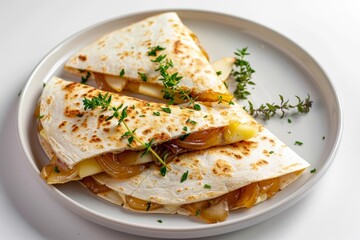 Exquisite Camembert and Caramelized Onion Quesadilla with Apple Chutney