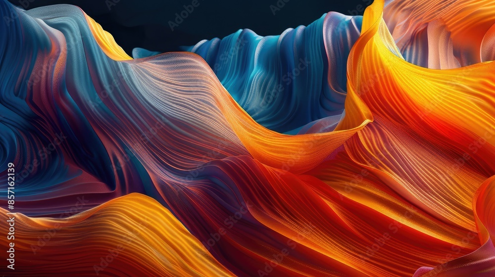 Wall mural dynamic waves of vibrant abstract colors
