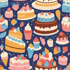 pattern with cakes