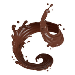 Chocolate milk Splash Swirling isolated on transparent background, 3d illustration.