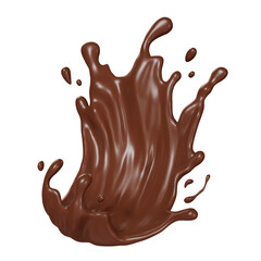 Chocolate Milk splash isolate, Cocoa pouring, 3d render illustration.