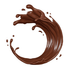Chocolate milk splashes slash circle wave isolated. 3D render illustration