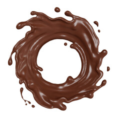 Chocolate milk splashes slash circle wave isolated. 3D render illustration