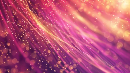 Magenta and gold with light beams shimmering particles and star-like shapes. background