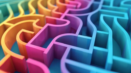 Obraz premium Abstract background. A colored maze made of paper. 3d rendering. 