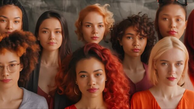 A diverse group of women showcasing a variety of clothing, skin tones, and elements. Concept Diversity, Women Empowerment, Fashion, Inclusivity, Body Positivity