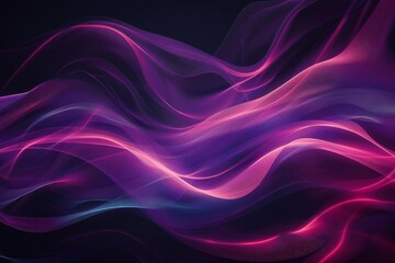 A dark abstract background with flowing waves of purple and pink light