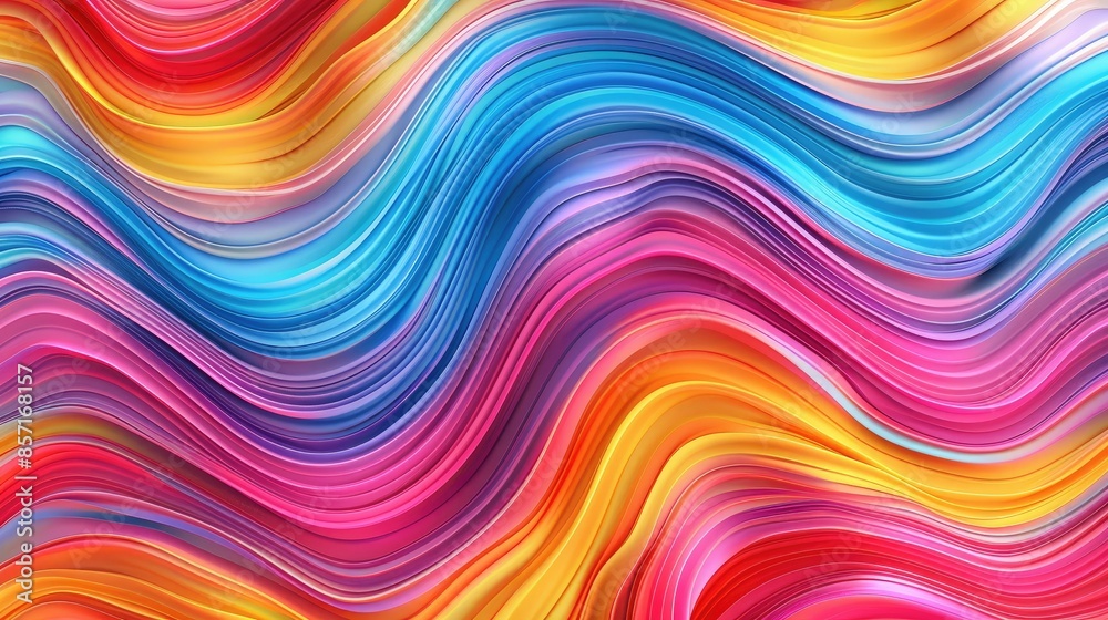 Wall mural dynamic waves of vibrant abstract colors