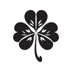 Four leaf clover icon illustration Black icon isolated on white background silhouette