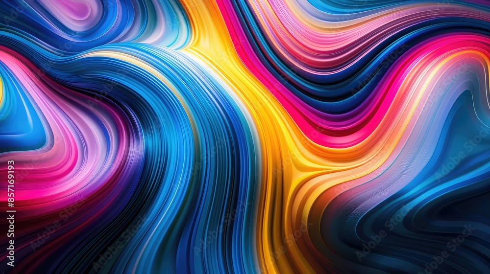 Wall mural dynamic waves of vibrant abstract colors