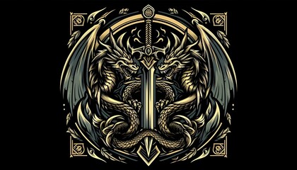 dragons sword on dark background