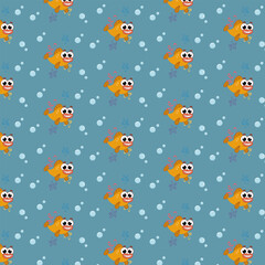 Obraz premium cute fish and bubles cartoon pattern