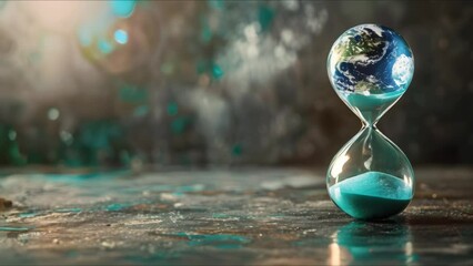 Symbolizing Environmental Urgency and Change: Earth's Climate Depicted in Hourglass Shape. Concept Climate Change, Urgency, Environmental Awareness, Earth's Future, Hourglass Symbolism