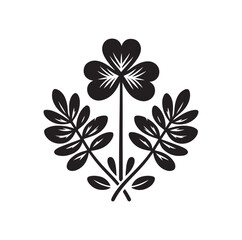 Four leaf clover icon illustration Black icon isolated on white background silhouette