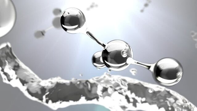 Molecule and water, Molecule or atom nano research chemical concept.