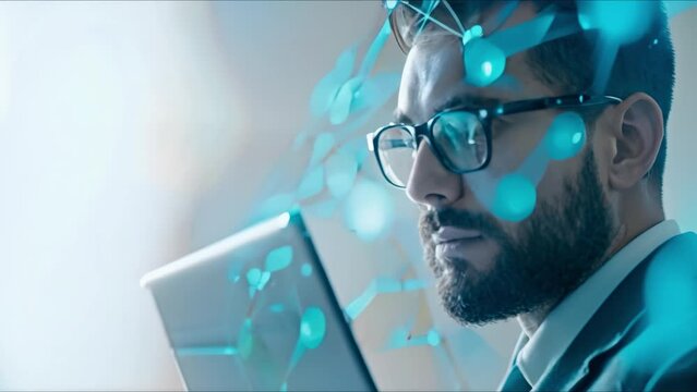 Utilizing Technology for Global Networking and Business Security: The Strategic Approach of a Focused Businessman. Concept Global Networking, Business Security, Technology Utilization