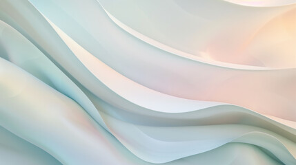 Fototapeta premium Gentle pastel waves create a serene, flowing abstract image with soft gradients and smooth curves, evoking tranquility and fluidity.