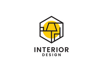 minimalist interior furniture home logo. perfect for property, real estate, business etc.