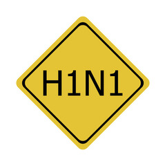 H1N1 BLANK YELLOW WARNING SING ON WHİTE BACKGROUND