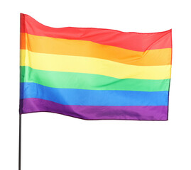 Bright rainbow LGBT flag isolated on white