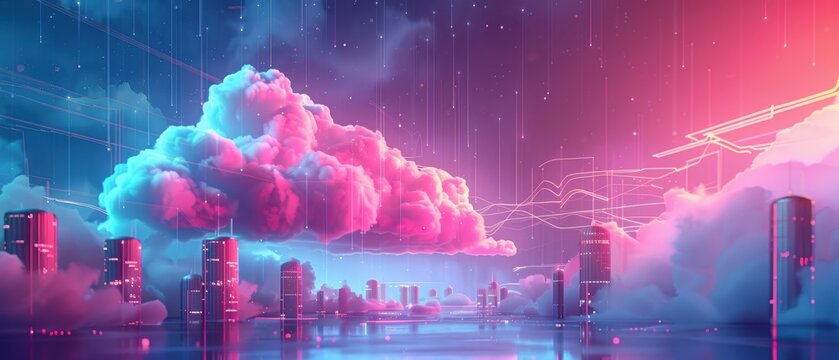 graphic of cloud technology supporting mobile application development, emphasizing scalable infrastructure and real-time updates