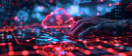 image of cloud-based financial services, highlighting real-time transaction processing and data security