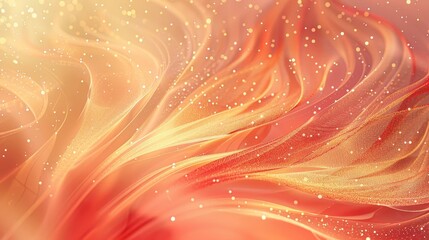Abstract gradient of red to gold with swirling patterns and twinkling lights background