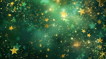 festive elegance shimmering gold and green stars on a christmas and new year background digital painting