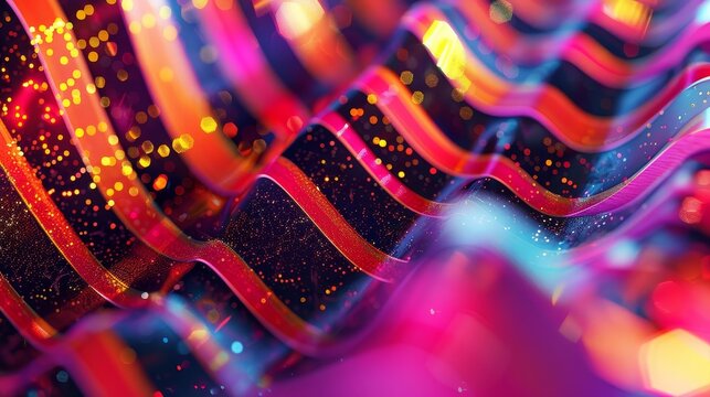 Bold zigzag patterns in bright and dark colors with glowing edges carnival vibe background