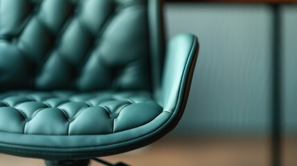 Modern Ergonomic Home Office Setup with Dark Brown Leather Chair and Black Desk