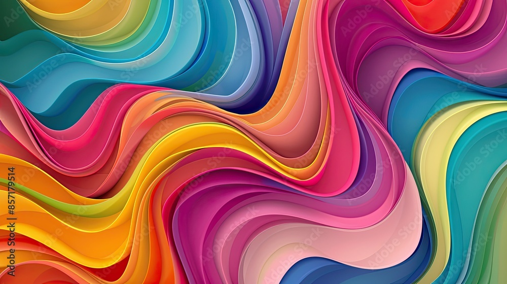 Wall mural dynamic waves of vibrant abstract colors