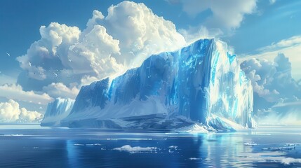 frozen fortress majestic iceberg floating in vast ocean digital painting