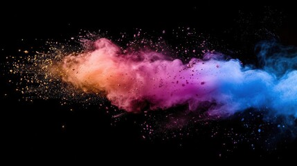 frozen moment colorful powder explosion splash on black